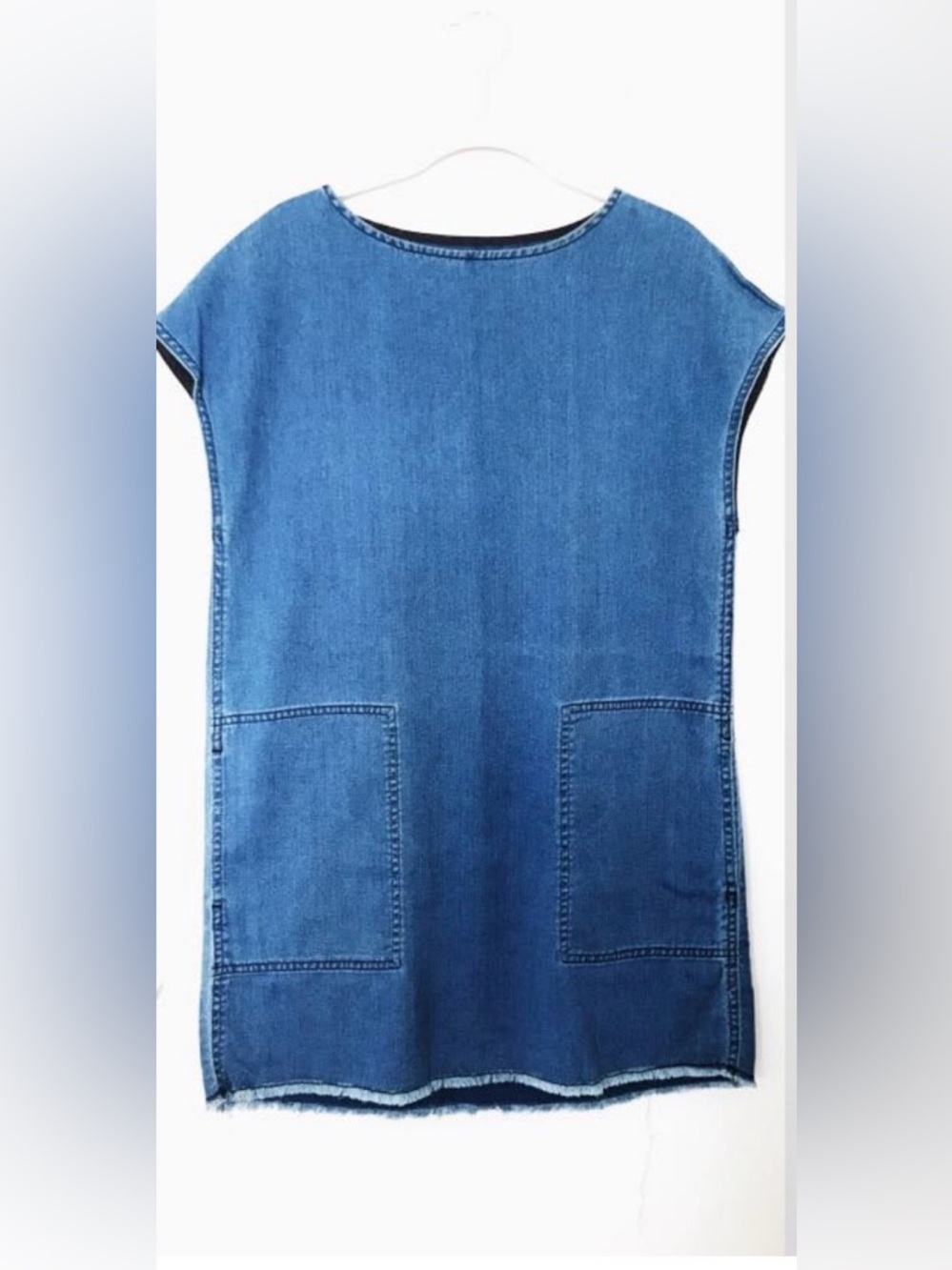 Wilfred Denim Shift Dress in Medium Blue - Picture 2 of 8